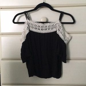 Black Off Shoulder Crop Top